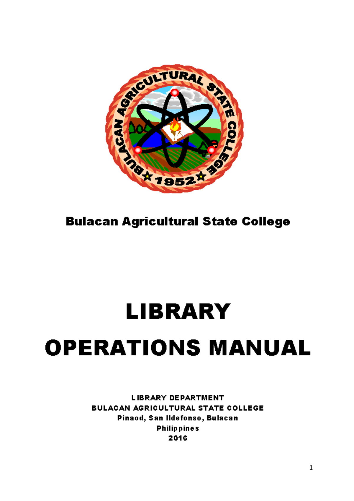 BASC LIBRARY OPERATIONS MANUAL: Guidelines & Procedures - Studocu