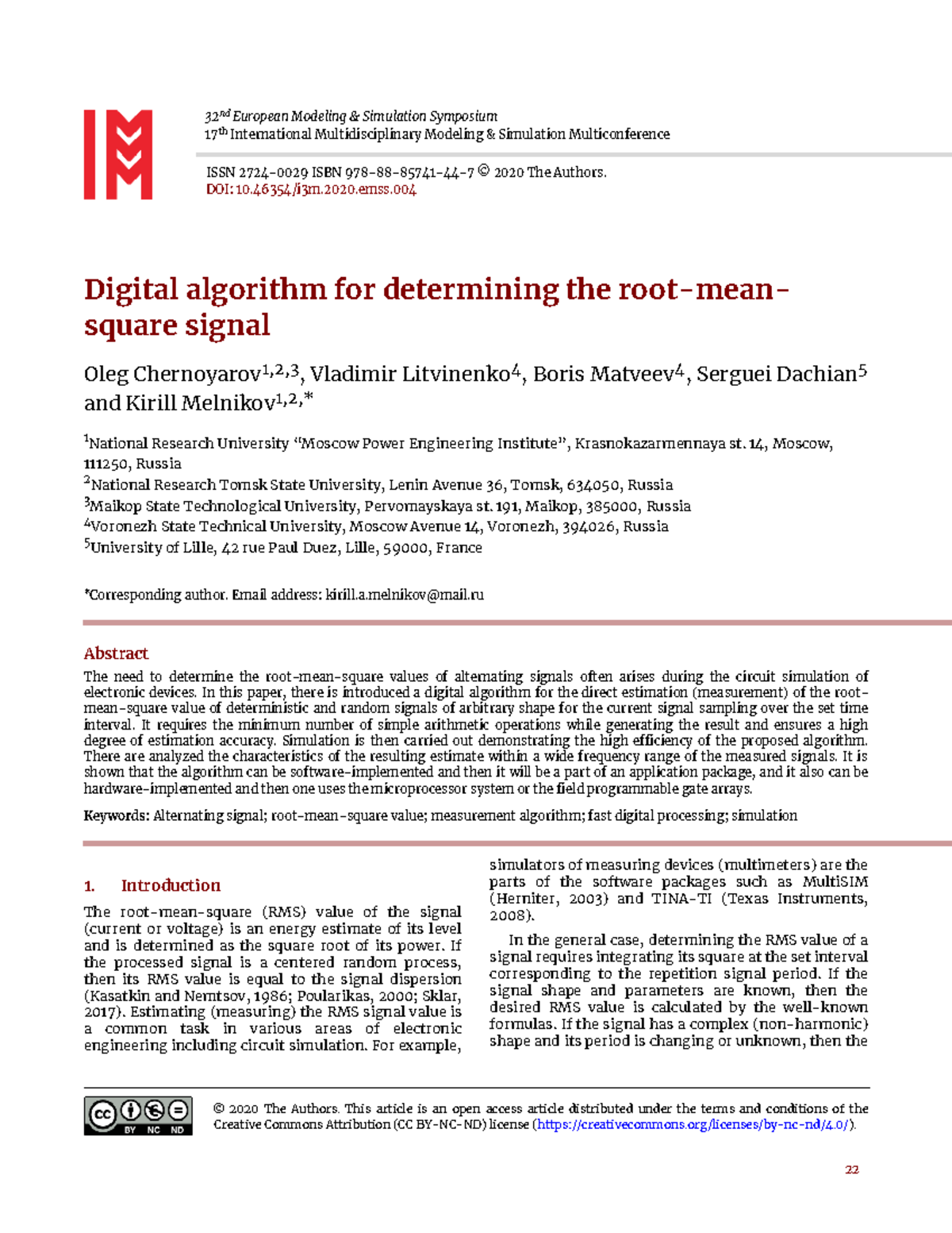 Digital Algorithm for RMS Signal Measurement - EMSS 2020 - Studocu