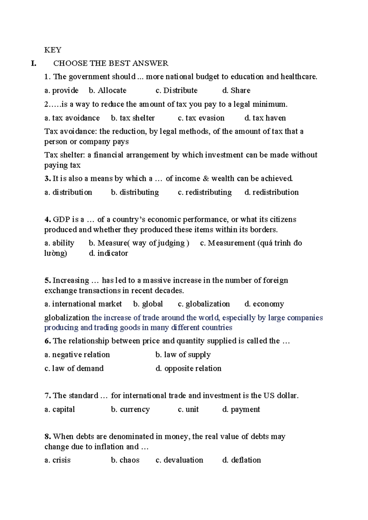 ECON 101: Key Concepts & Questions for Final Exam Preparation - Studocu