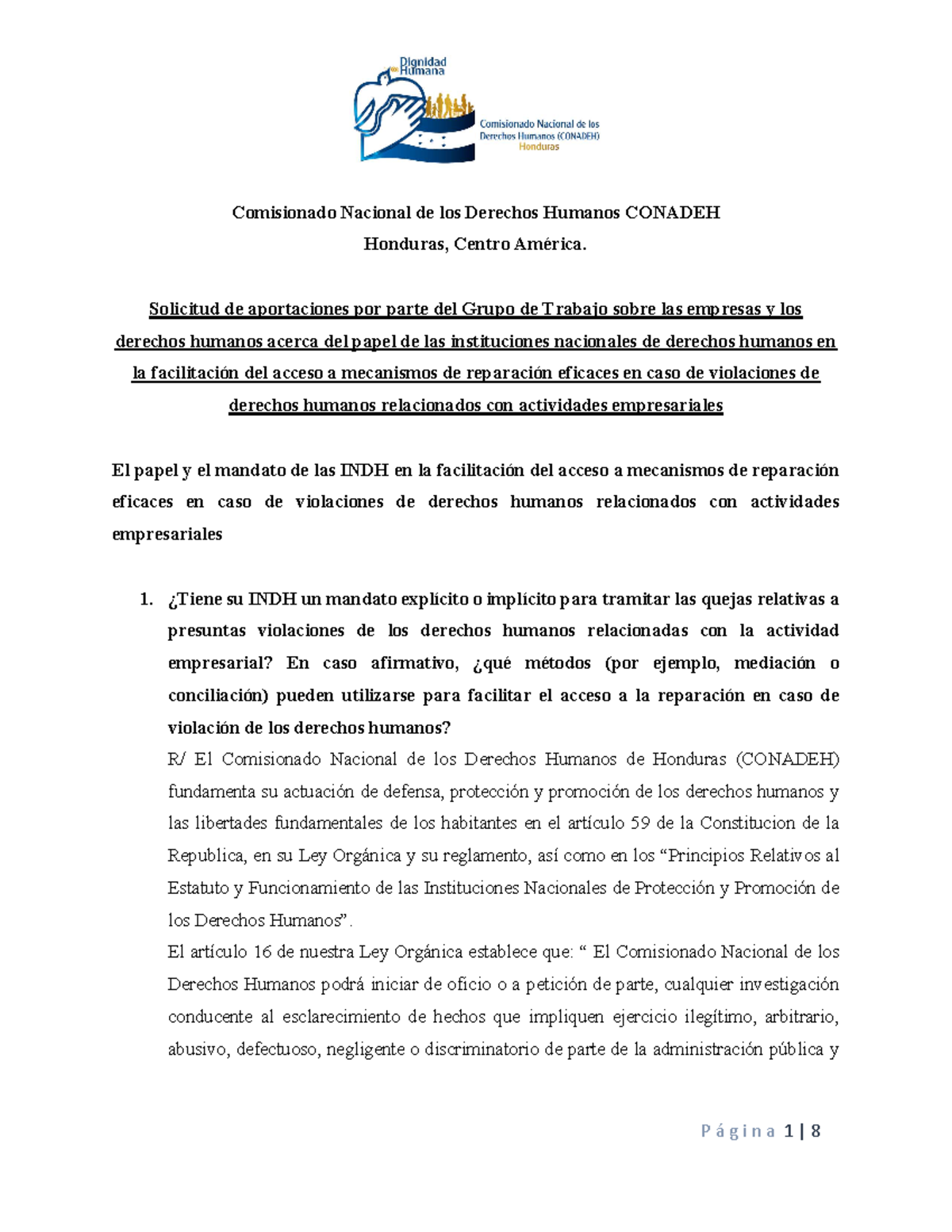 Conadeh Honduras - ............ - Comisionado Nacional de los Derechos ...
