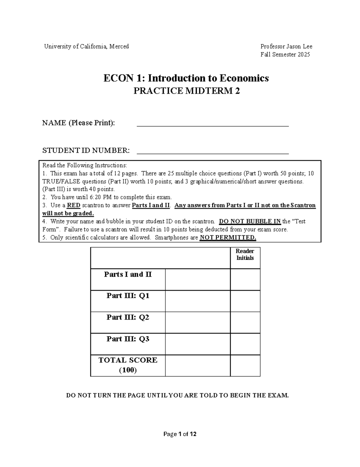ECON 1: Practice Midterm 2 - Fall 2025 - Studocu