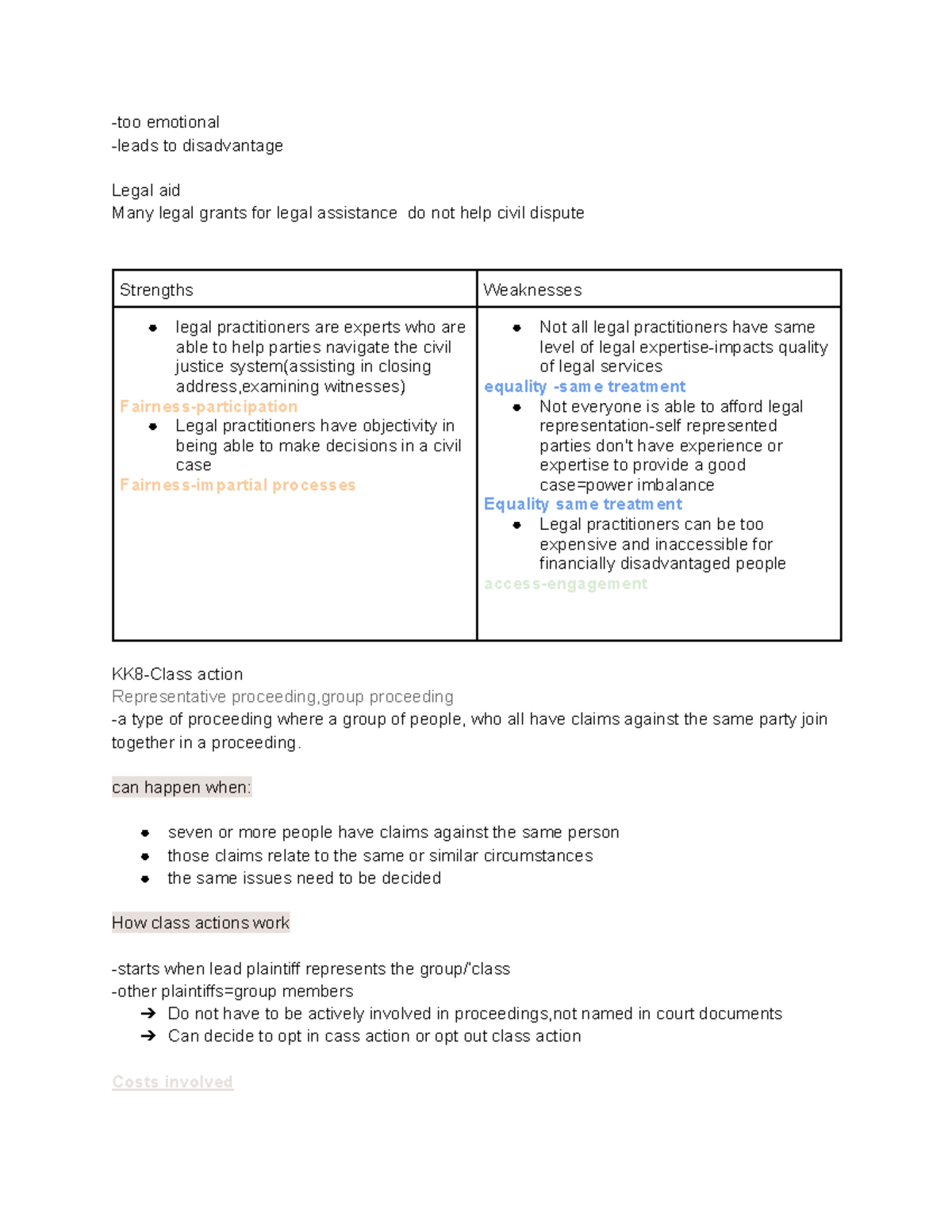 Legal Aid and Class Actions: Strengths and Weaknesses in Civil Disputes ...