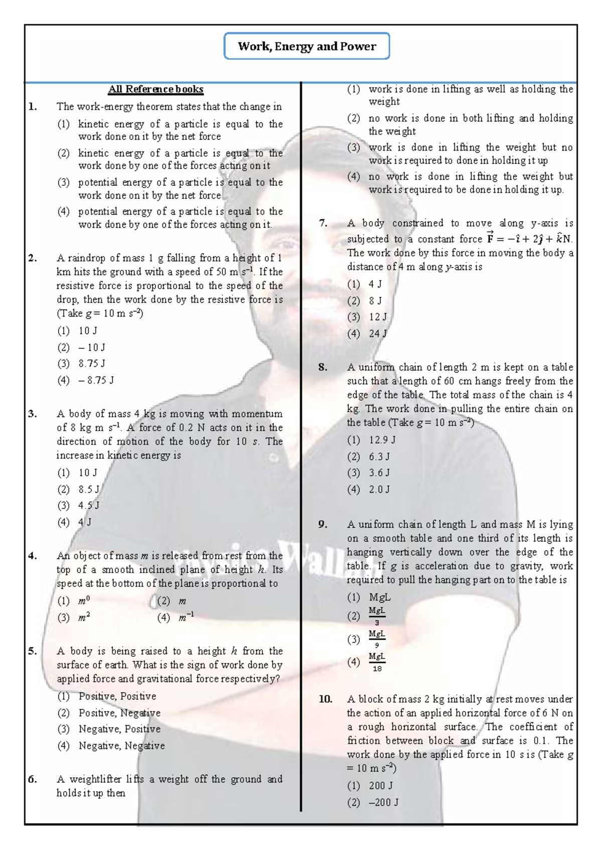 Work, Energy, and Power: Level Up Physics Numericals (Course Code: 7 ...
