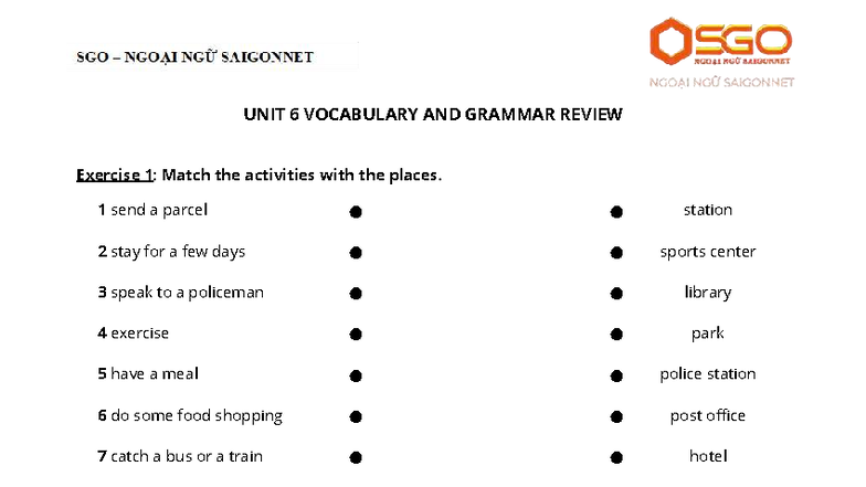 UNIT 6 Vocabulary & Grammar Review: Practice Exercises - Studocu