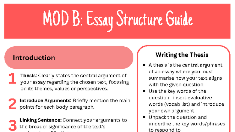MOD B: Essay Structure Guide for Thesis Writing and Analysis - Studocu