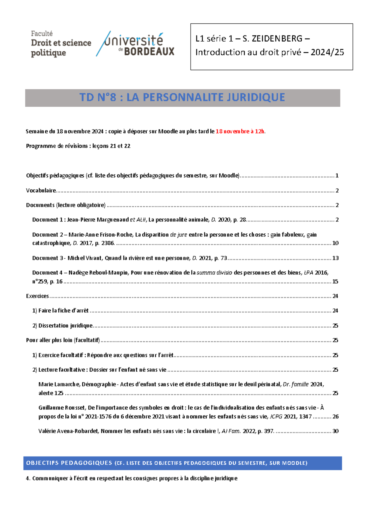 TD 8 - Dissertation sur la Personnalité Juridique en Droit Privé L1 ...
