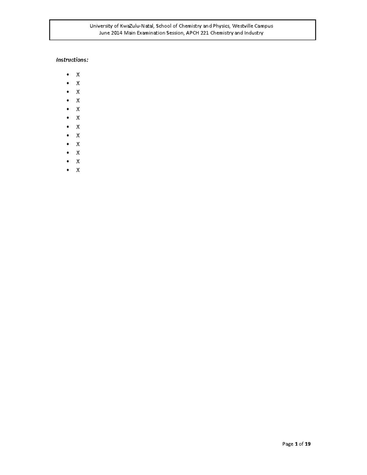 2018 APCH 221: Chemistry and Industry Final Exam Paper - Studocu