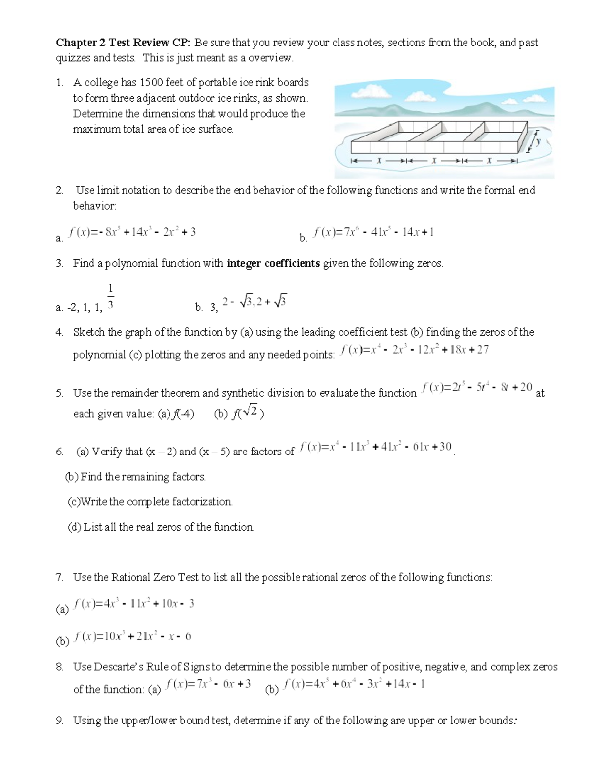 15-16 Chp 2 Test Review - i forgot - Chapter 2 Test Review CP: Be sure ...