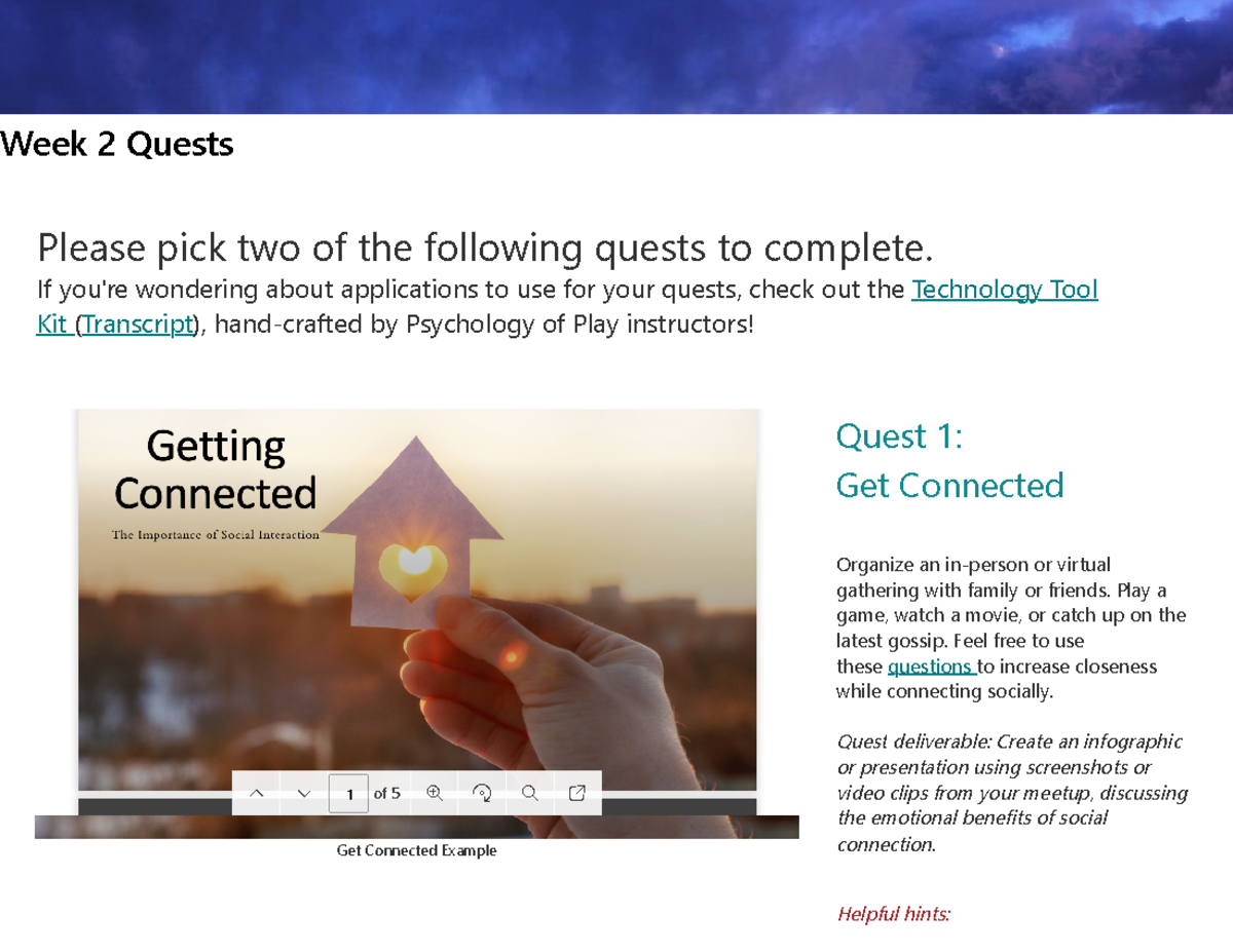 Week 2 Quests - Engaging Activities and Reflections - Studocu