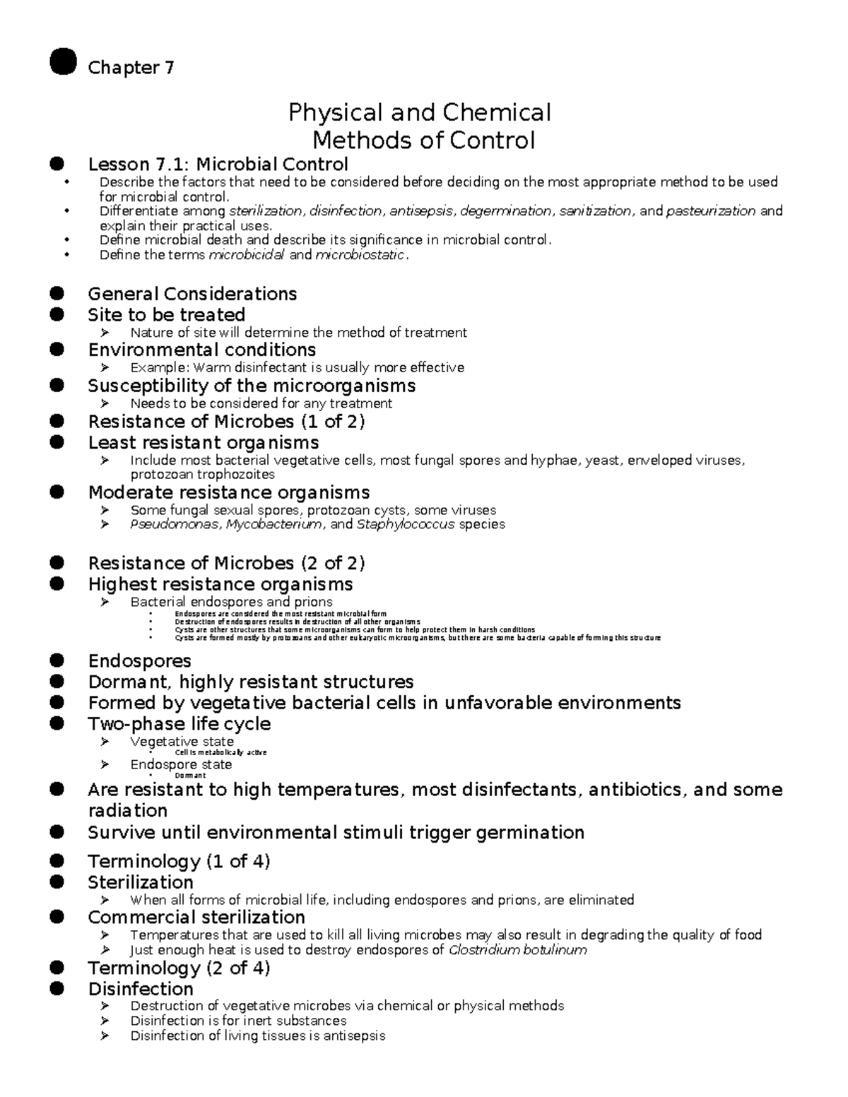 Micro Chp 7: Physical & Chemical Methods of Microbial Control - Studocu