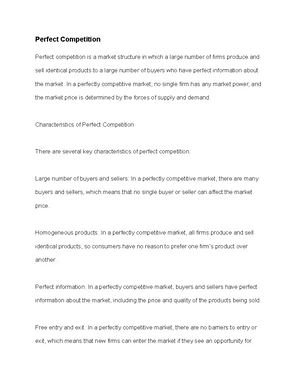 Perfect Competition - Study Notes & Assignments - Studocu