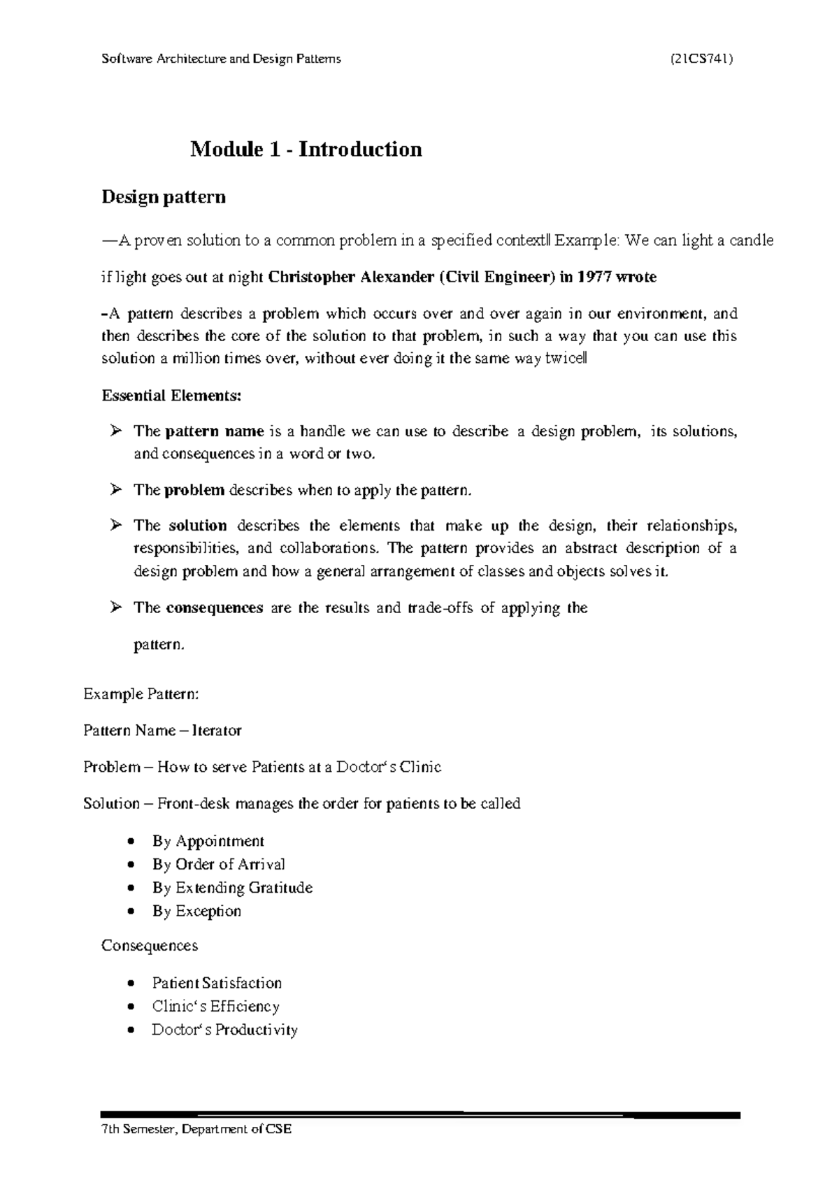 SADP 21CS741 Module 1 - Module 1 - Introduction Design pattern ―A ...