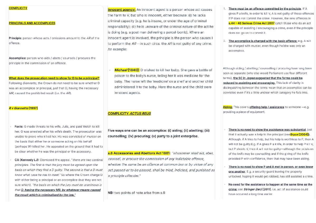 Complicity in Criminal Law: Principles & Accomplices (LAW 101) - Studocu