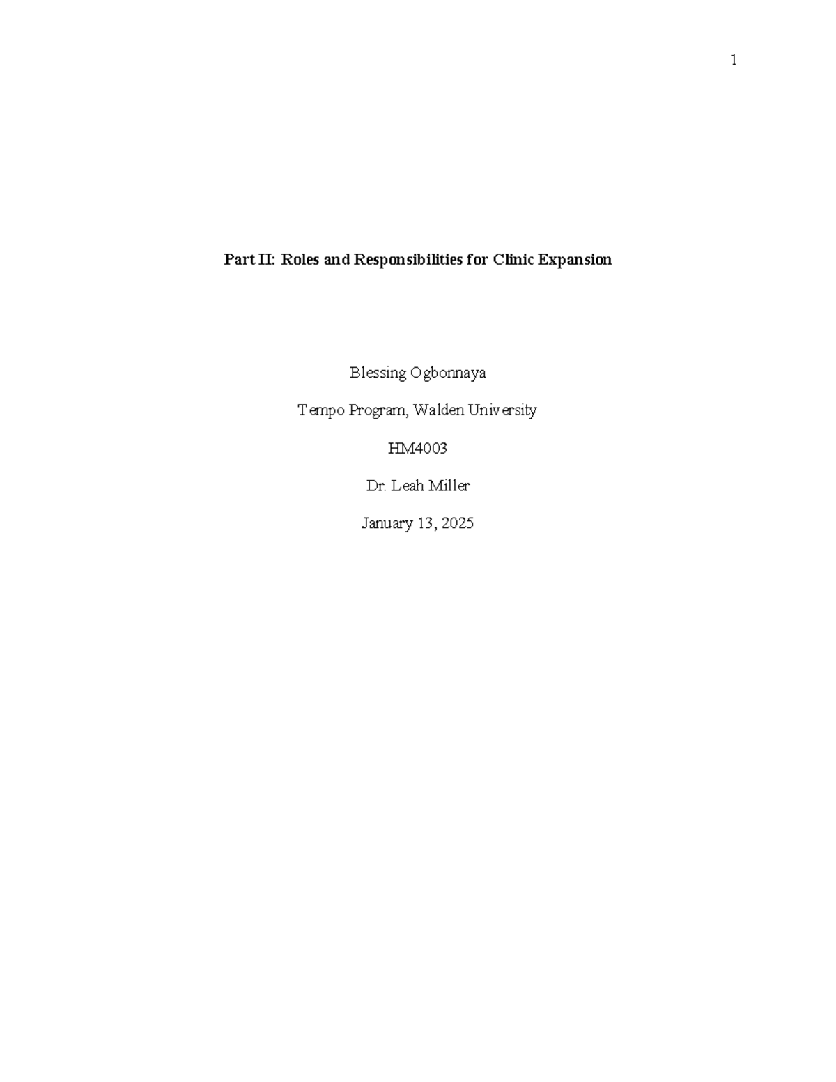 HM4003 Clinic Expansion: Roles & Responsibilities Overview - Studocu