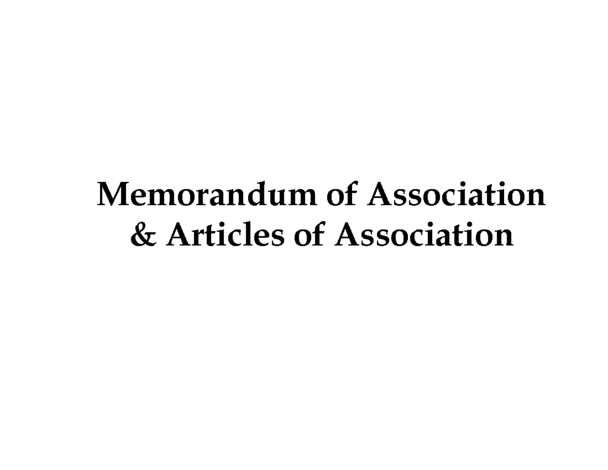 MOA & AOA: Key Concepts, Differences, and Legal Implications - Studocu