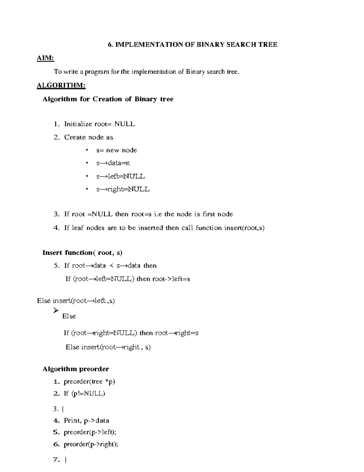 Implementation of Binary Search Tree (BST) Algorithm in C - Studocu