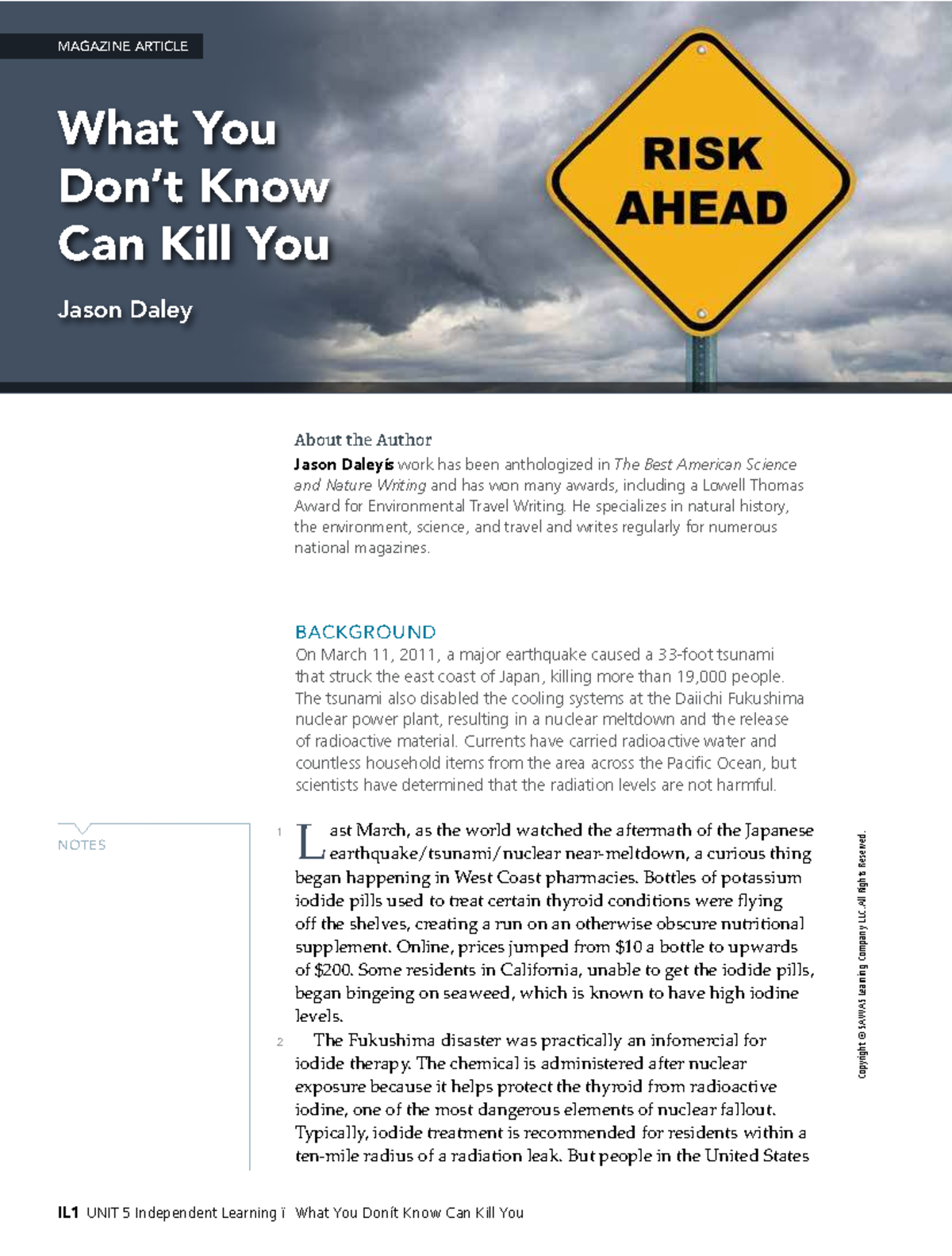 MAGAZINE ARTICLE: Understanding Risk Perception in Modern Society (G11 ...