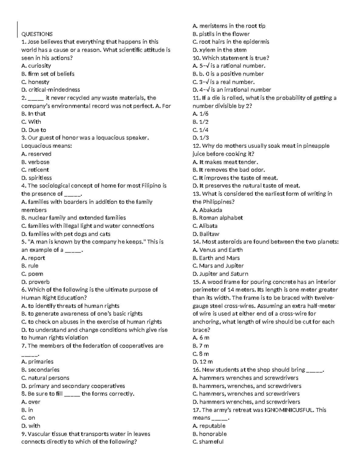 LET-GEN-ED Final Exam: 150 Random Questions and Answers - Studocu