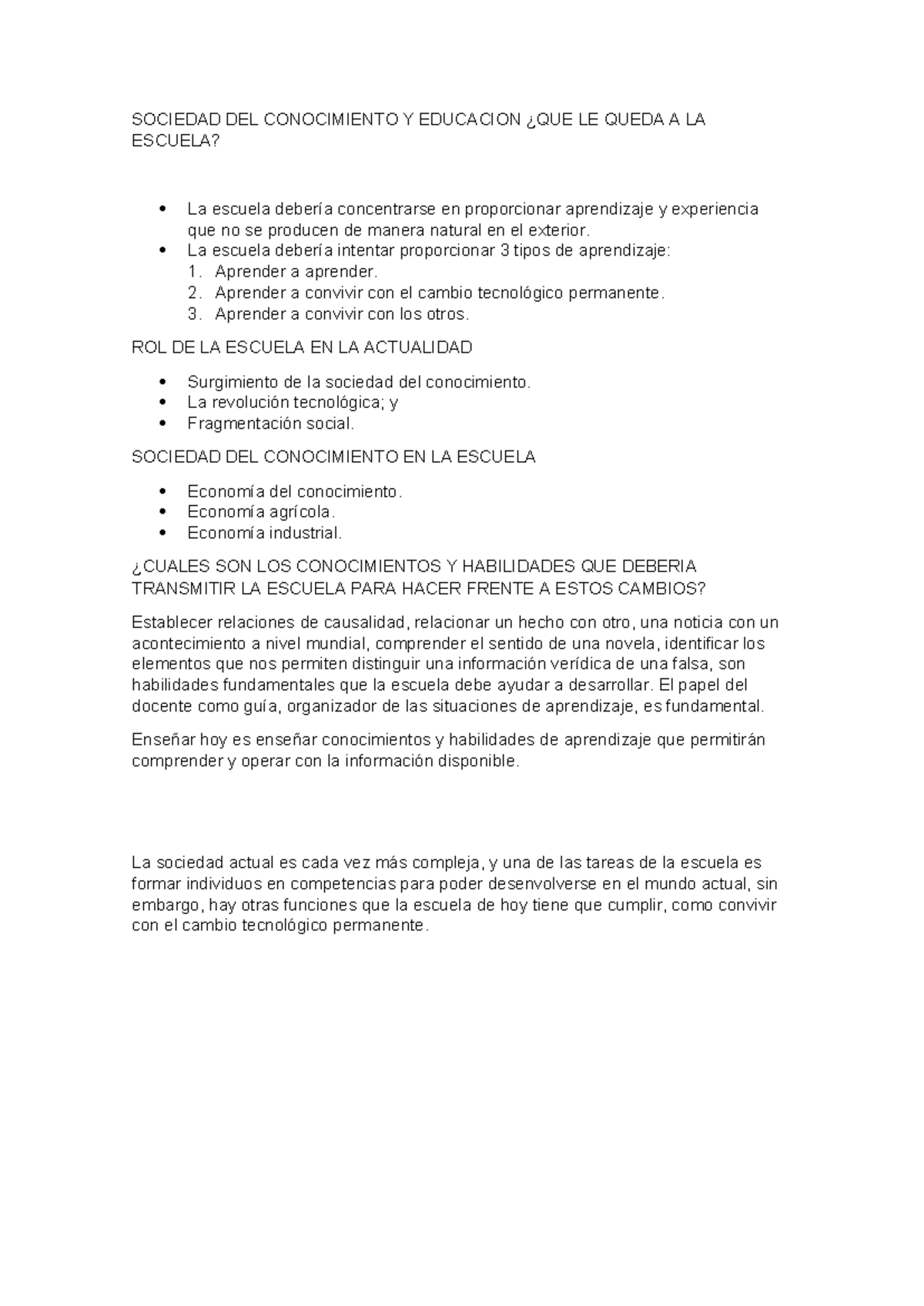 Sociedad del Conocimiento y Educación 2EXPO: Rol Actual de la Escuela ...