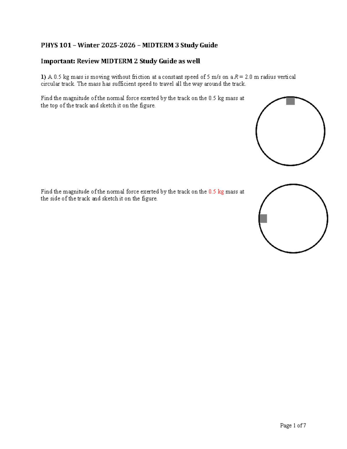 PHYS 101 Winter Midterm 3 Study Guide: Key Concepts & Problems - Studocu