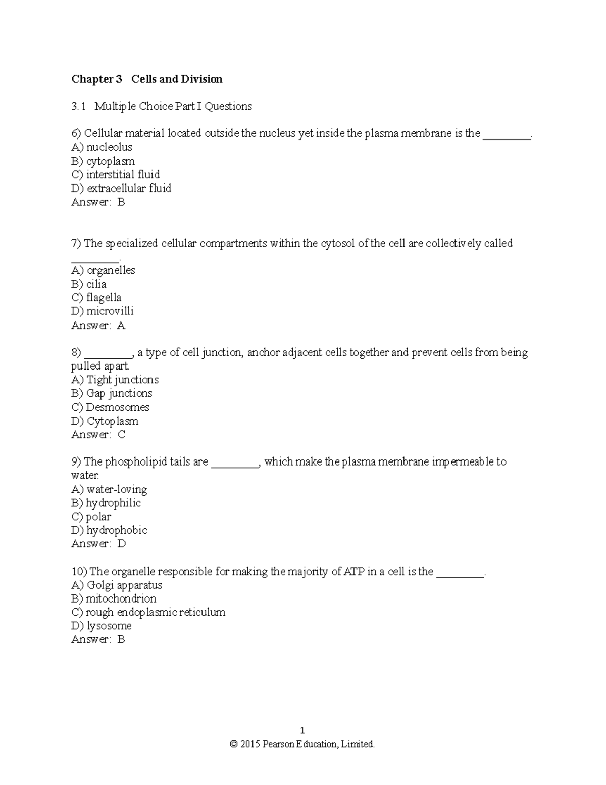 Chapter 3: Cells and Division Review Questions and Answers - Studocu