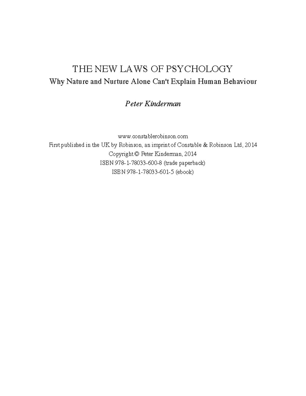 Introduction THE NEW LAWS OF Psychology extract - THE NEW LAWS OF ...