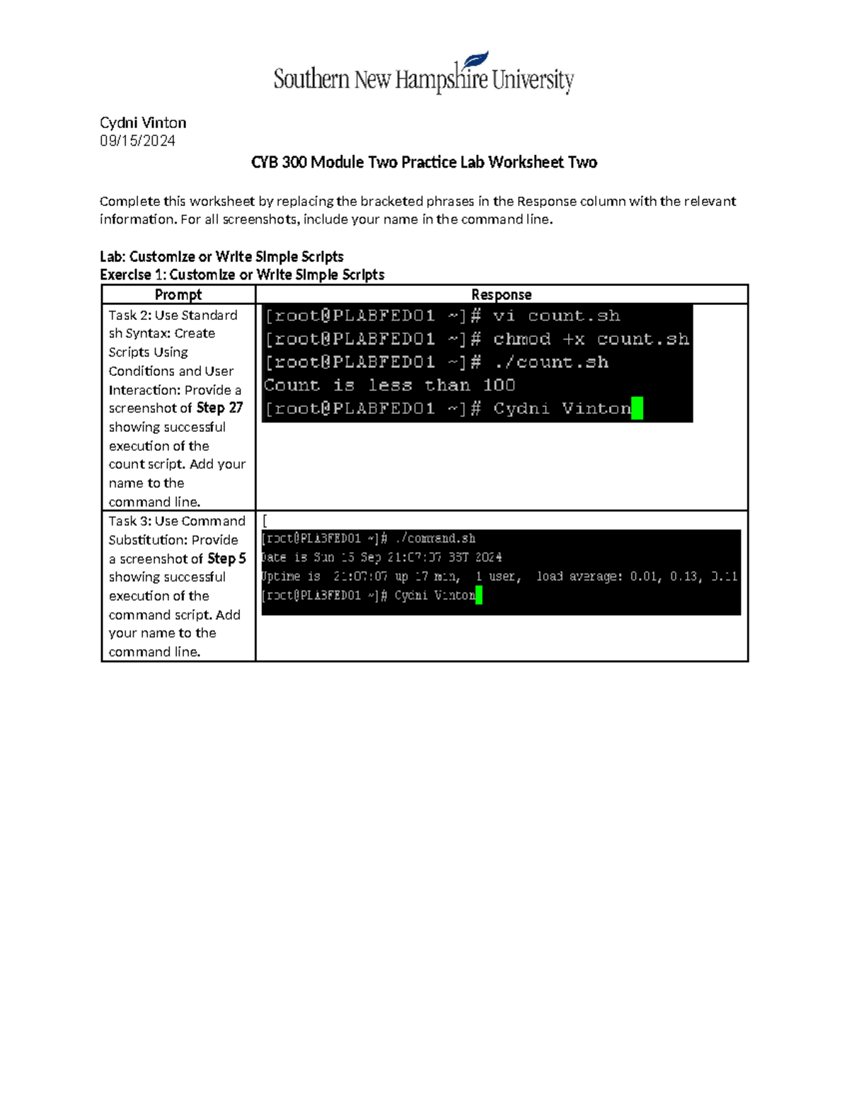 CYB 300 Module Two Worksheet Two Cydni Vinton - Cydni Vinton 09/15/ CYB ...