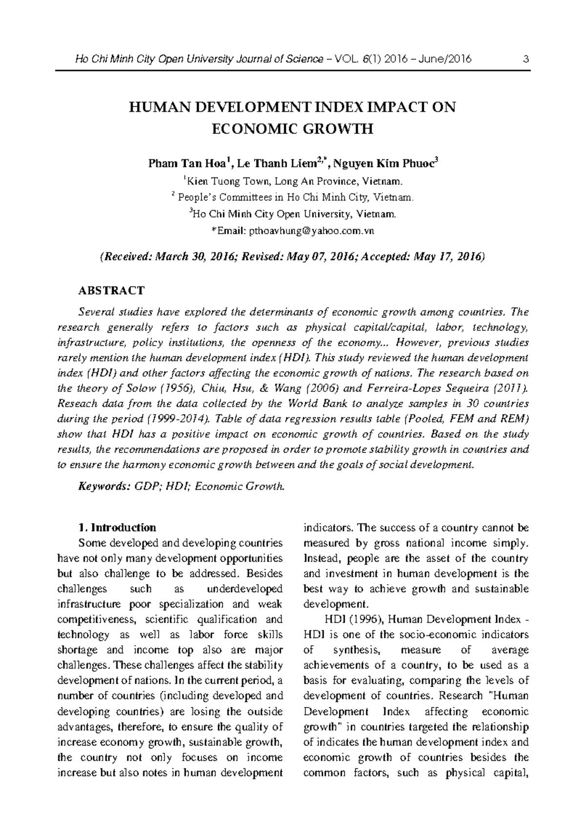 Human Development Index and Its Impact on Economic Growth (106 322 3 PB ...
