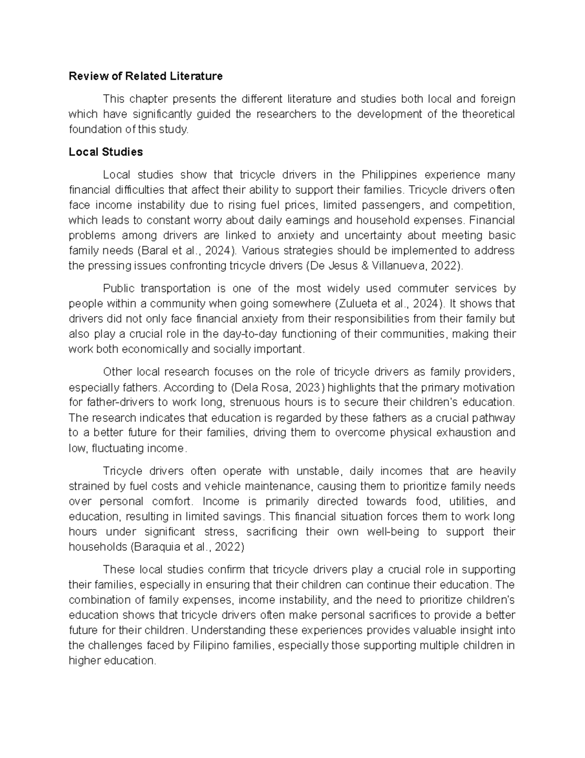 RRL: Financial Challenges of Tricycle Drivers in the Philippines and ...