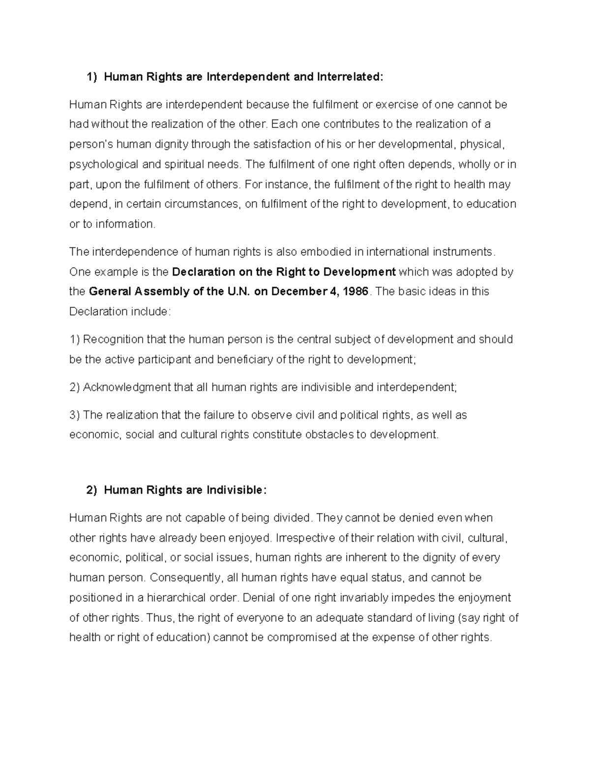 Characteristics of Human Rights refinded - 1) Human Rights are ...