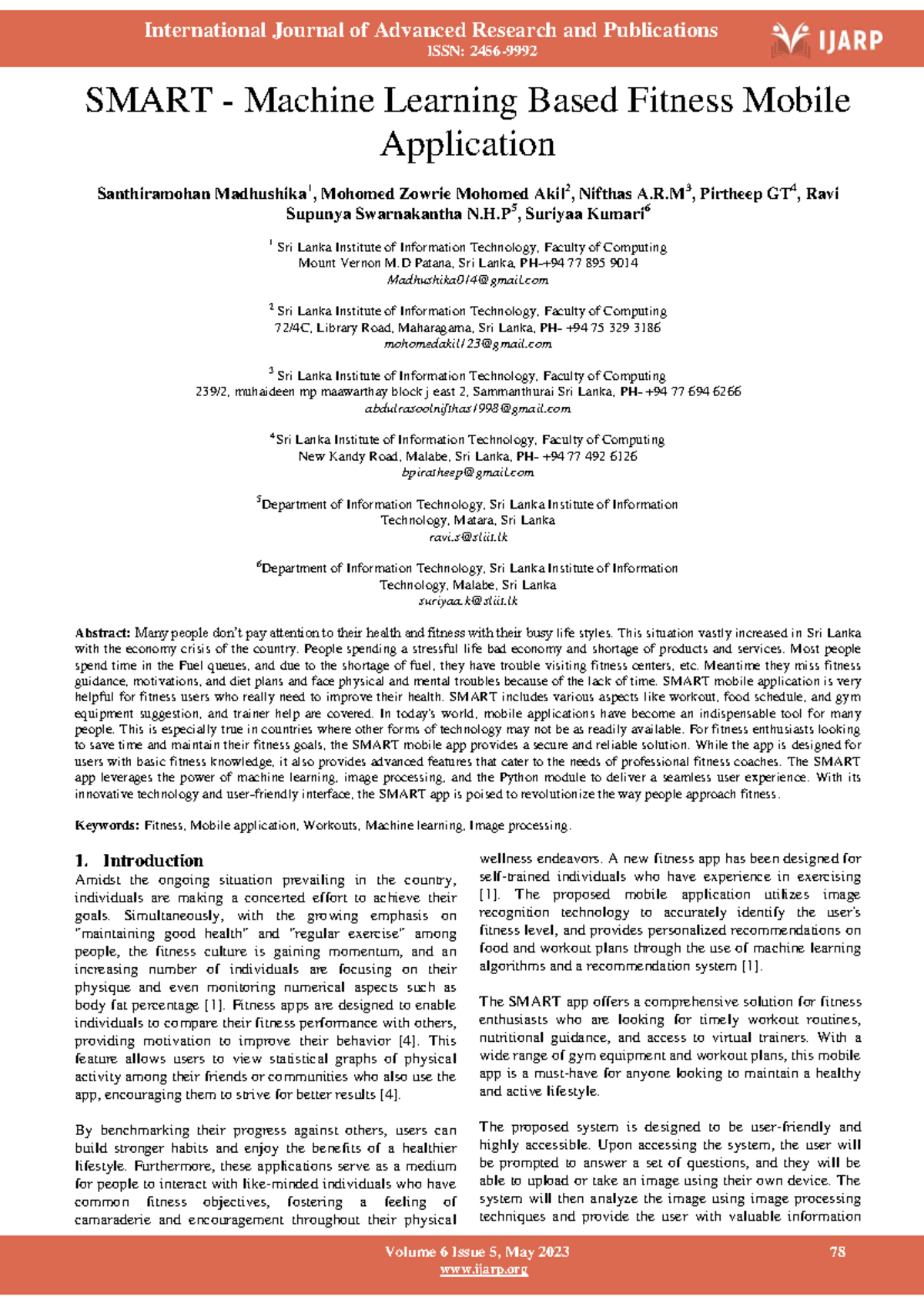 Smart Machine Learning Based Fitness Mobile Application - ISSN: 2456 ...