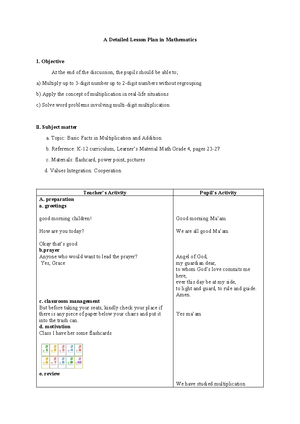 Detailed Lesson Plan on Special Right Triangles (400162101) - Studocu