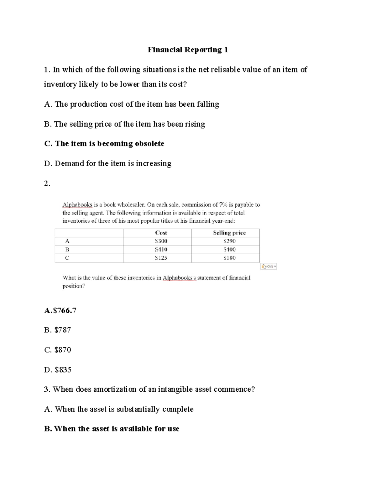 Financial Reporting 1: Key Concepts and Assessment Questions - Studocu