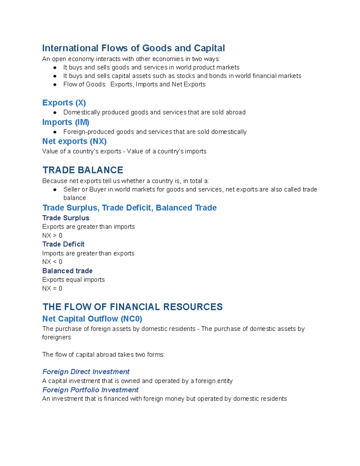 EC140 - Final Exam Notes on International Trade and Capital Flows - Studocu
