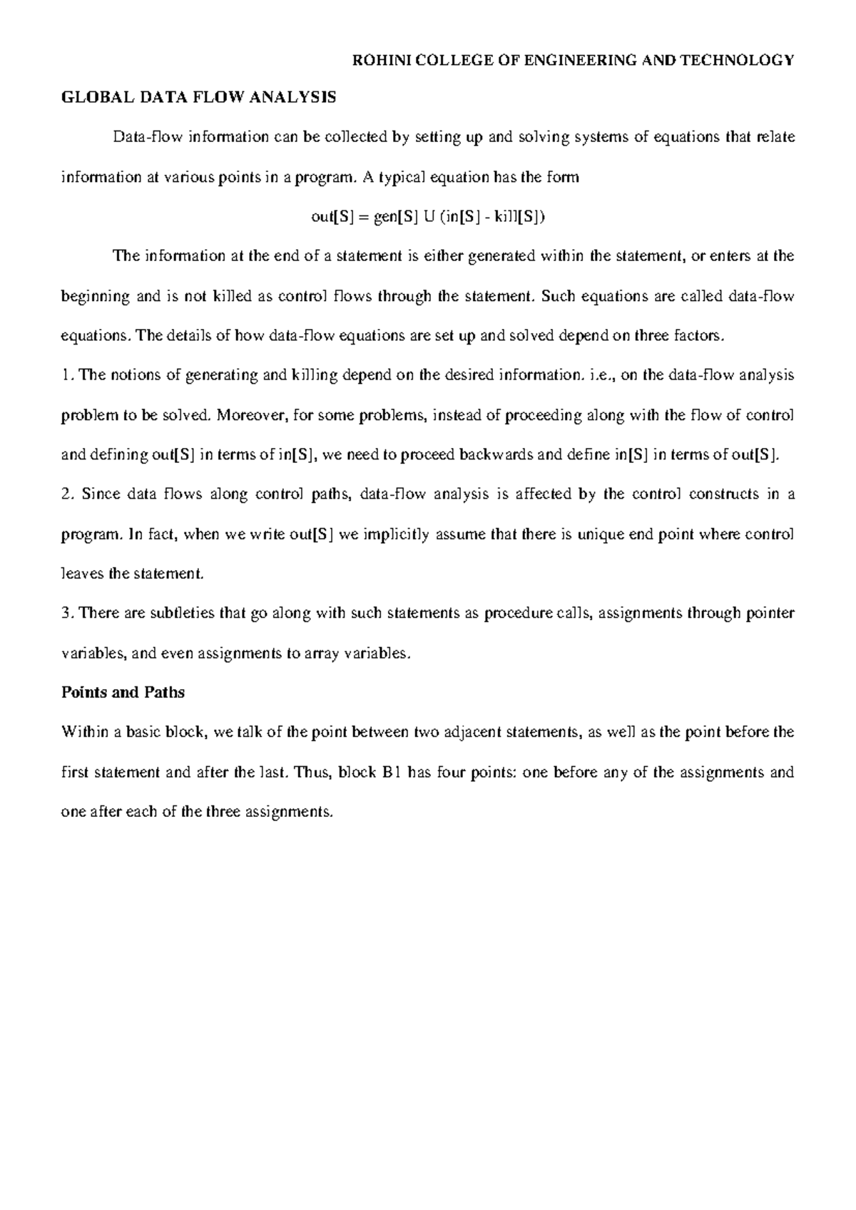 Unit 2 Lecture Notes on Global Data Flow Analysis - Studocu
