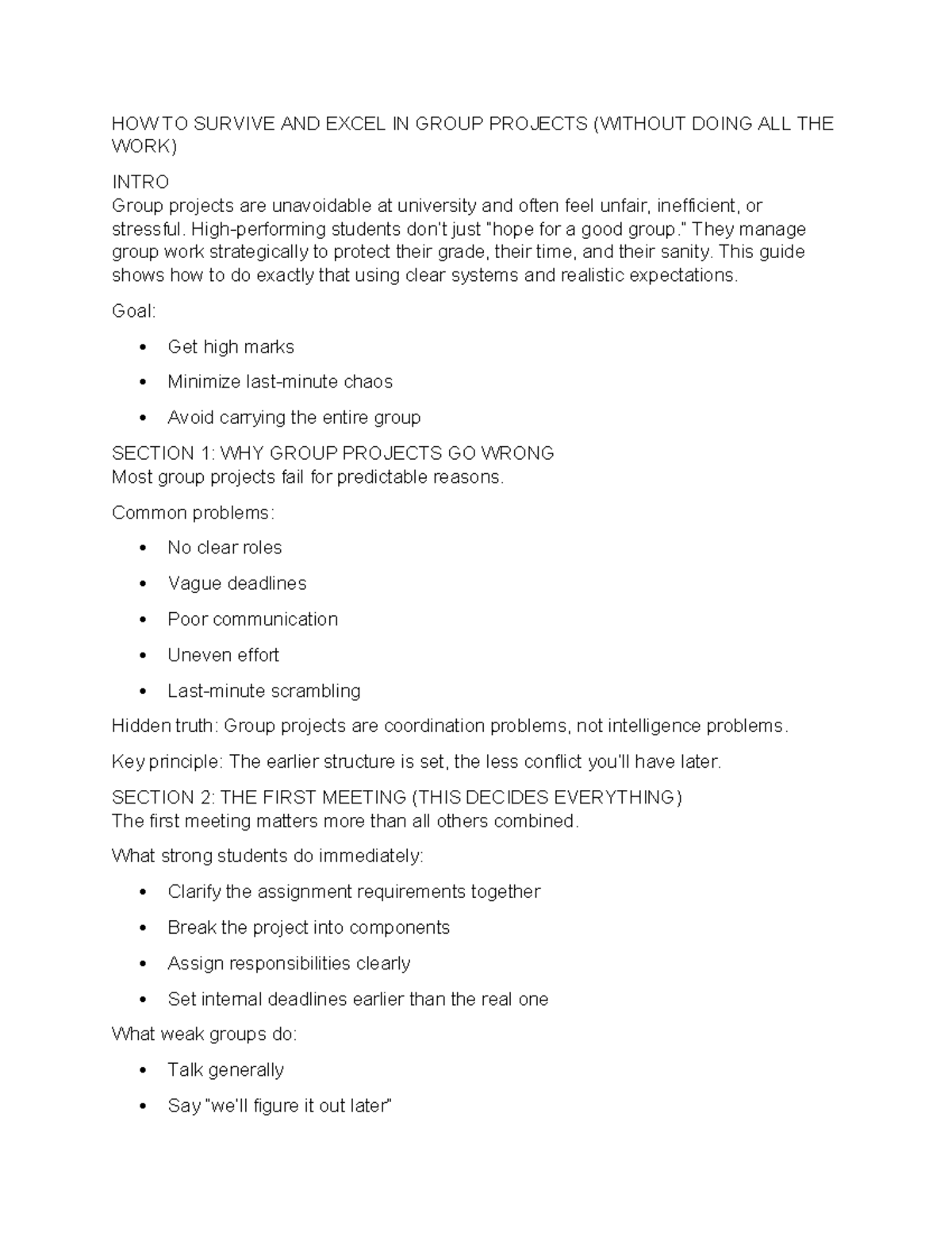 Strategies for Success in Group Projects (ENG 101) - Studocu