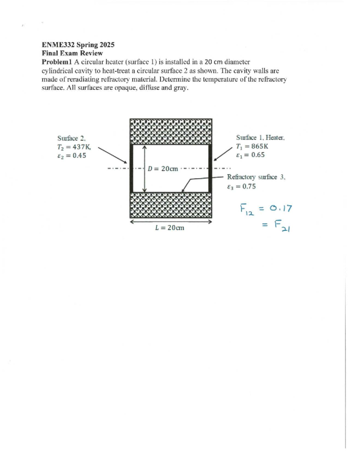 ENME332 Spring 2025 Final Exam Review: Heat Exchanger Problems - Studocu