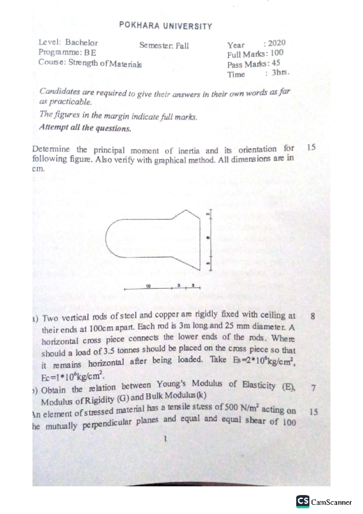 POKHARA UNIVERSITY BE CS Strength of Materials Final Exam Notes - Fall ...