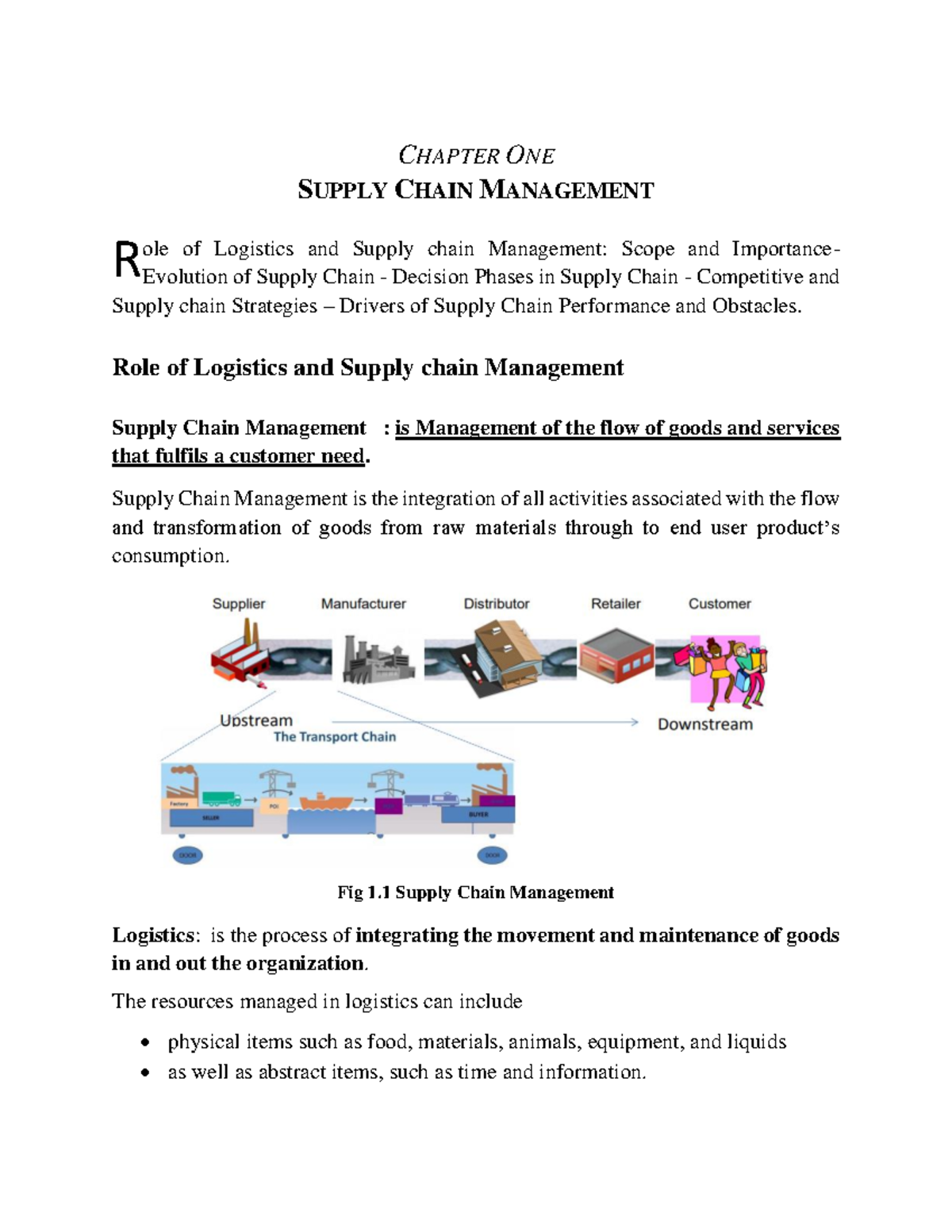 Module 1 - Role of Logistics and Supply chain Management: Scope and ...