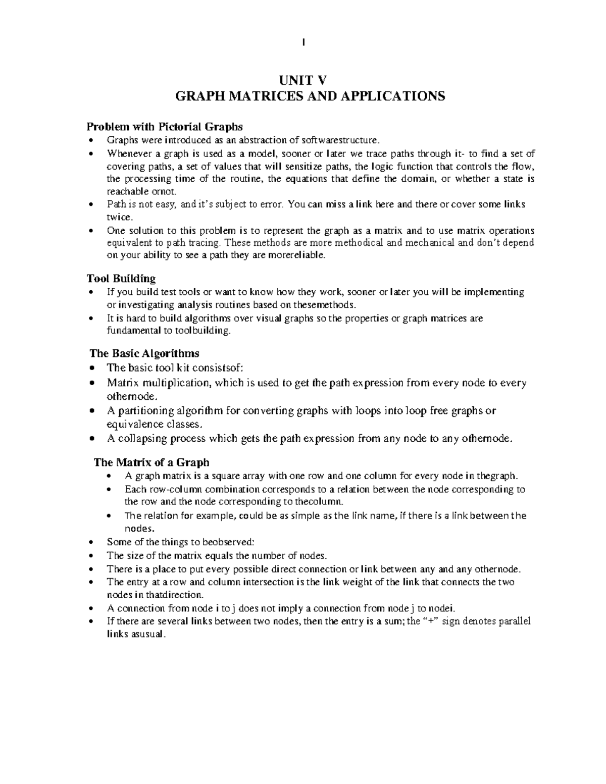 Unit 5 - CSE: Graph Matrices and Their Applications in Tool Building ...