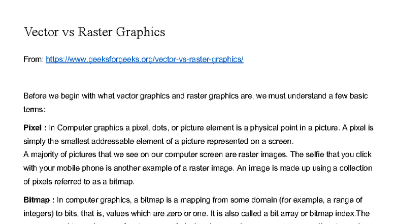 Vector vs Raster Graphics: Key Differences and Conversions - Studocu