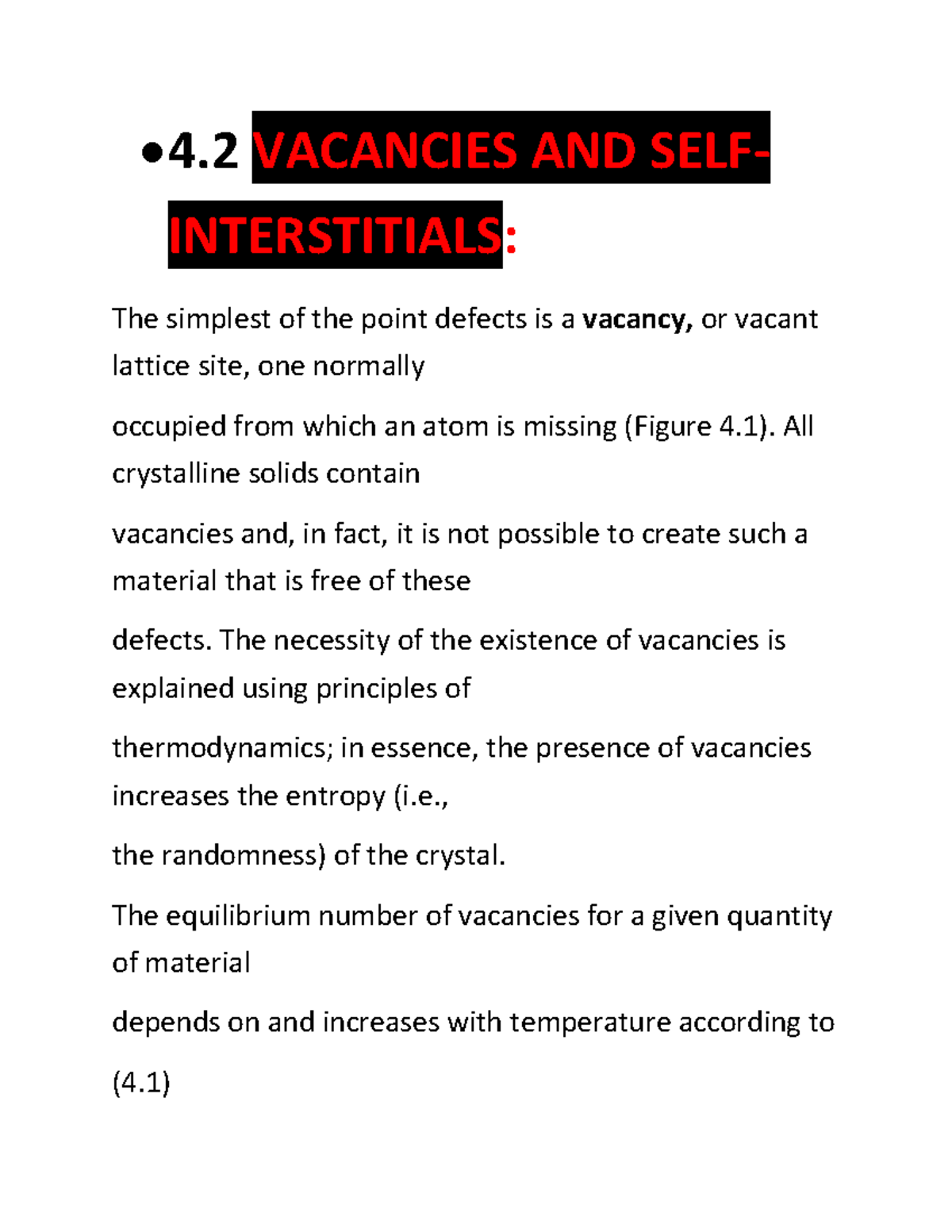 Vacancies and Self-Interstitials in Crystalline Solids Analysis - Studocu