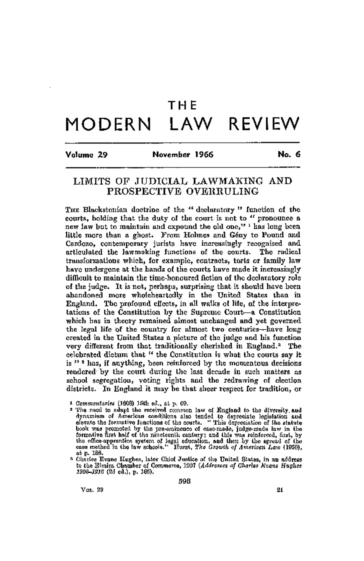 Article (Judges as law makers) - T H E MODERN LAW REVIEW Volume 29 ...