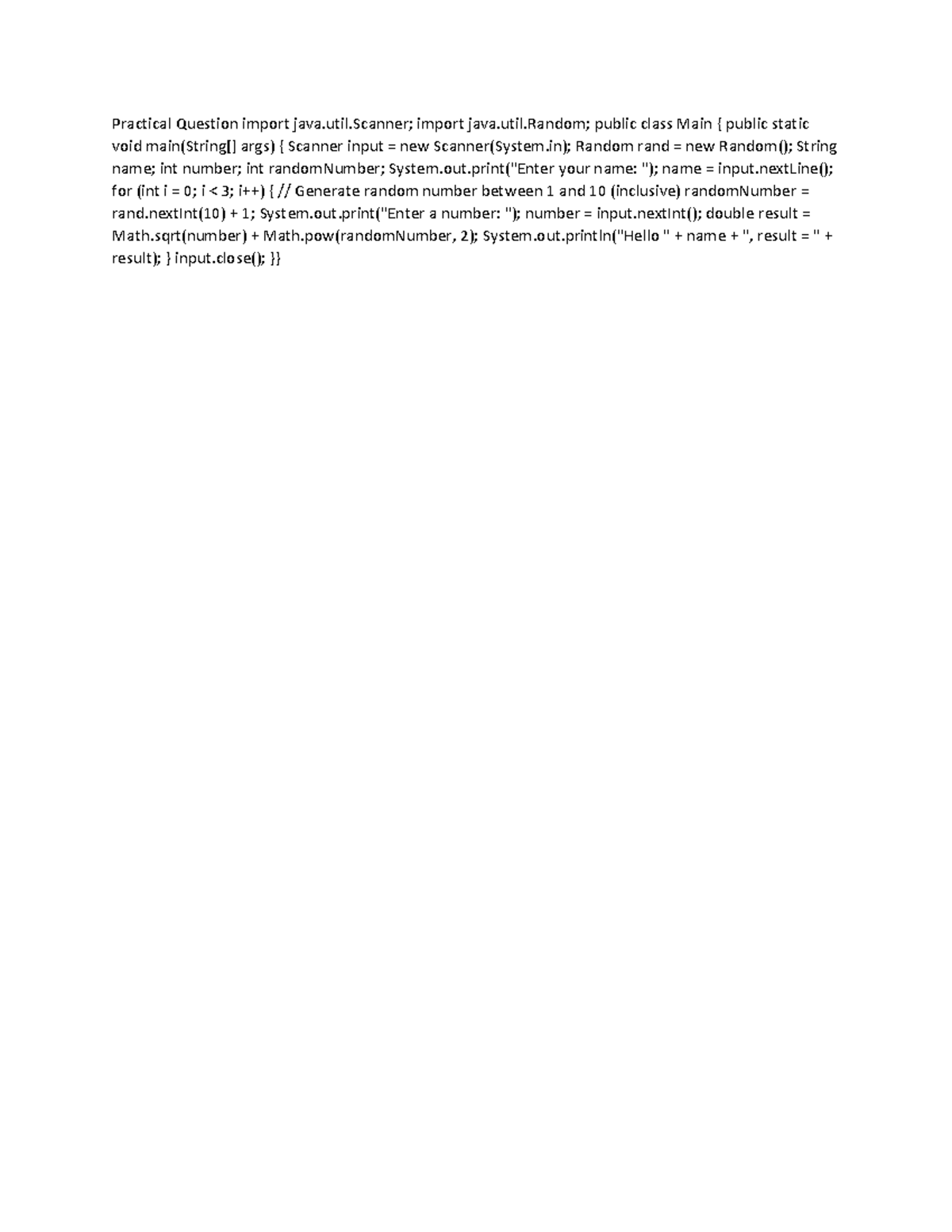CMPG 211 Practical Question Memo - Practical Question import java.util ...