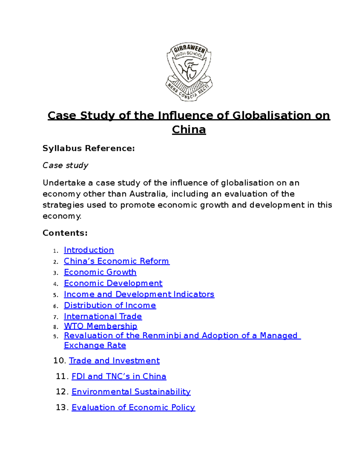 Case Study: The Impact of Globalisation on China's Economy and Growth ...