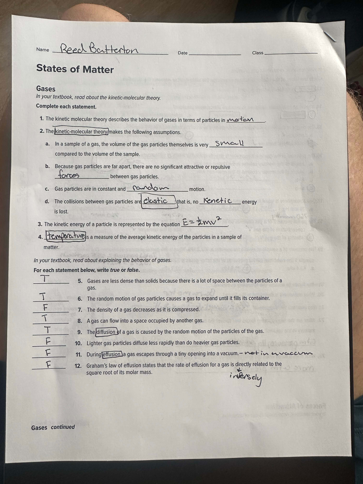 Chem 101: States of Matter - Gases and Phase Changes Notes - Studocu
