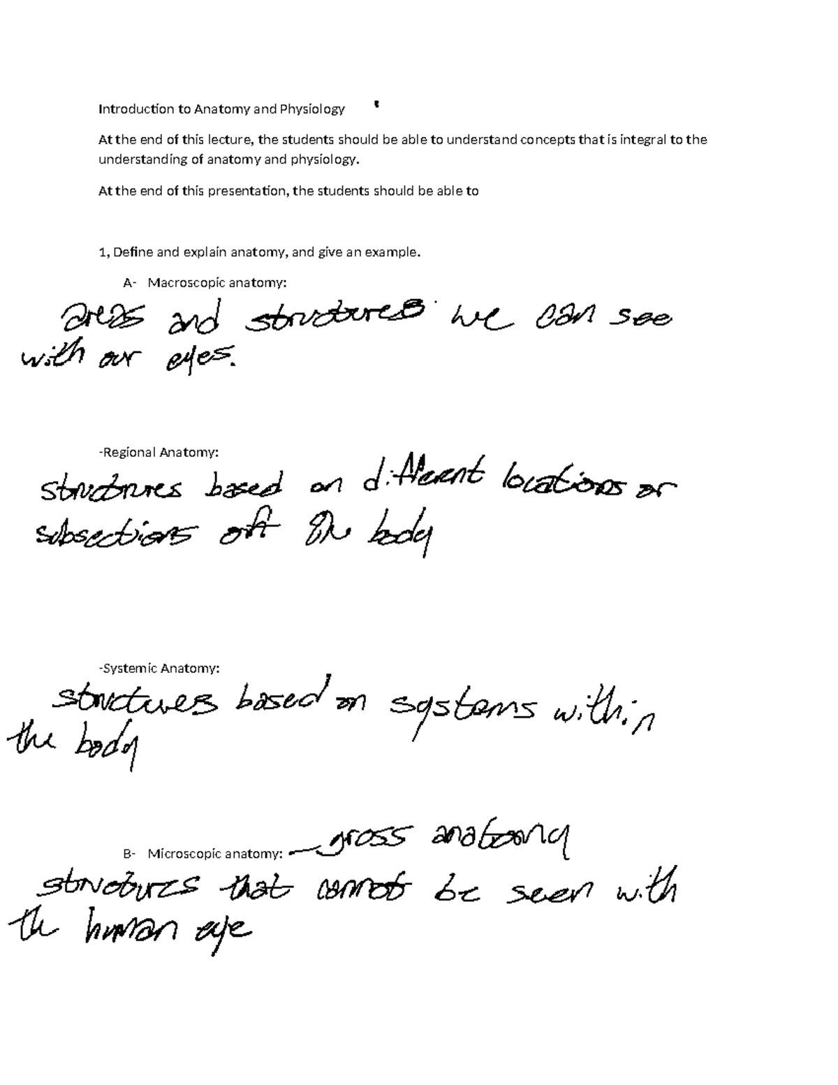 A&P Lecture Study Guide: Key Concepts and Definitions - Studocu