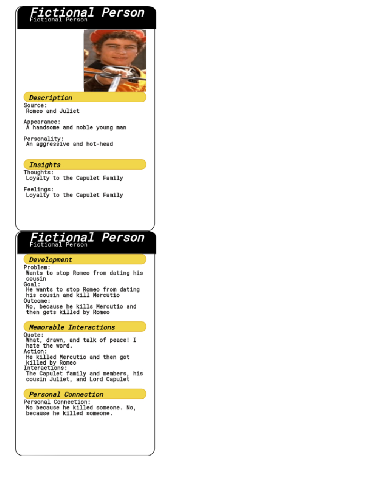 Fictional Character Analysis: Romeo from 