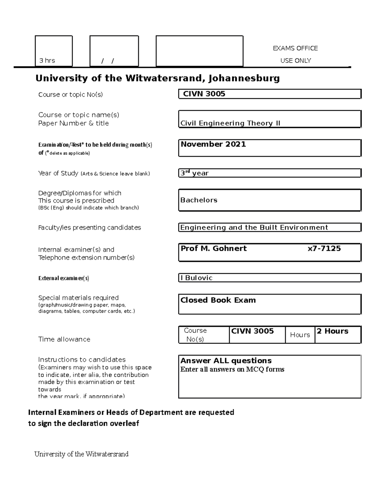 CIVN3005 Final Exam Study Guide for Civil Engineering II 2021 - Studocu