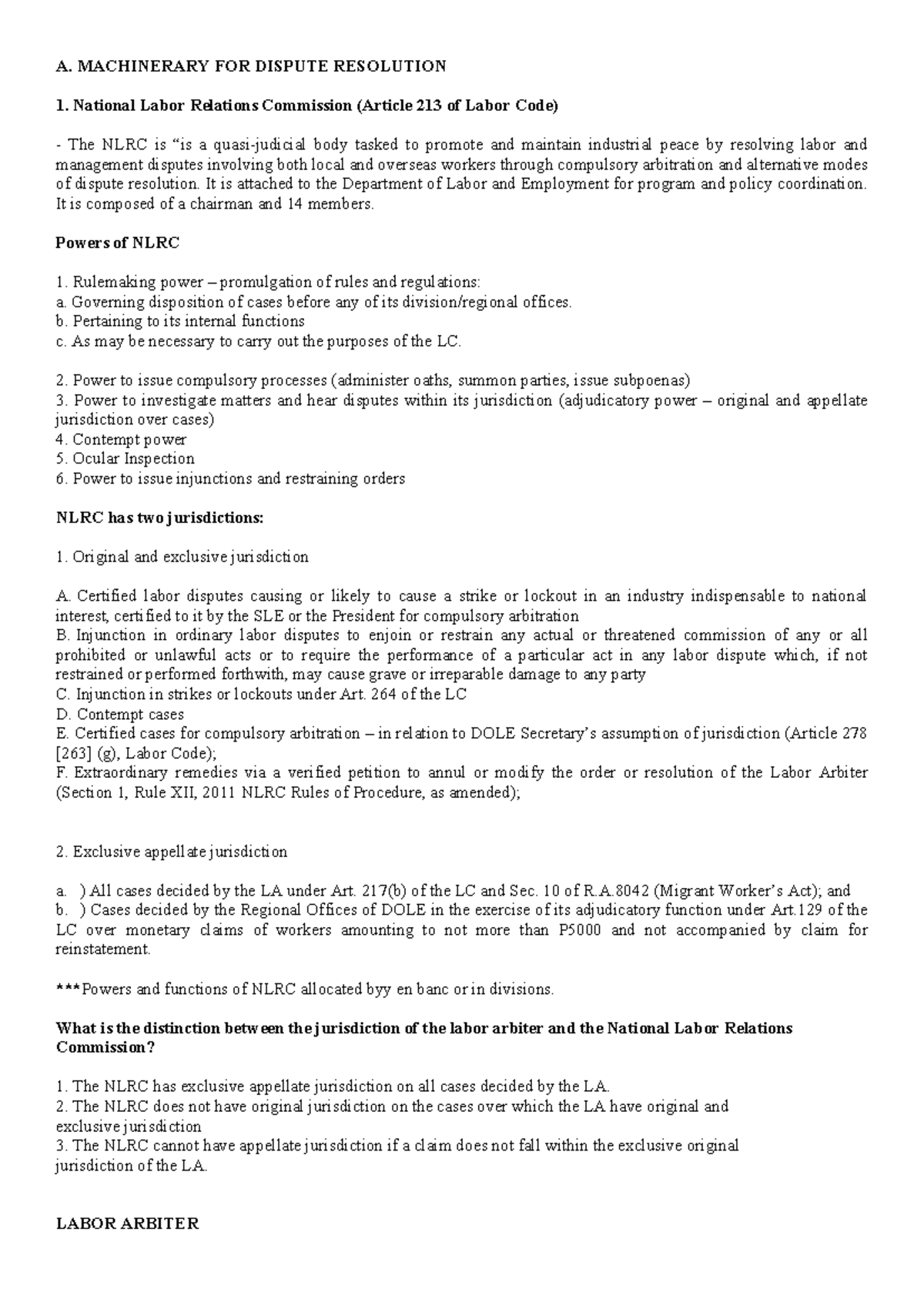 Labor Notes II: Machinery for Dispute Resolution in Labor Relations ...
